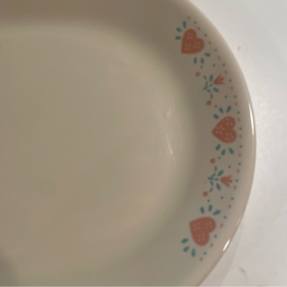 Vtg Corelle Corning Forever Yours Pink Hearts Oval Serving Platter 12 1/4 x 10 - Picture 7 of 7